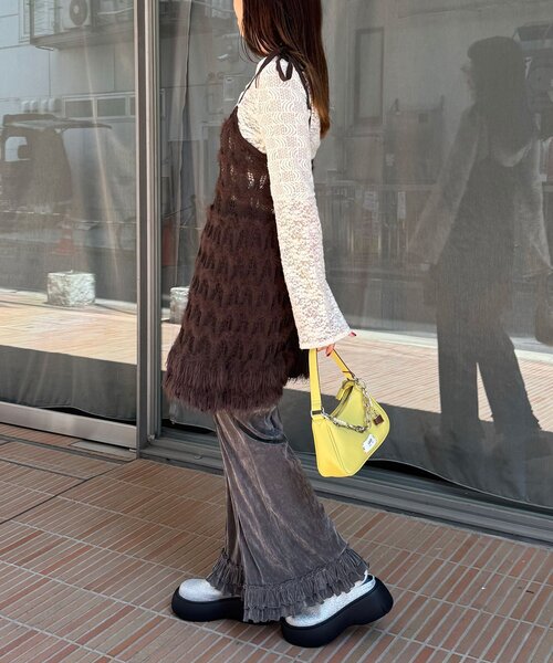 CIAOPANIC（チャオパニック）の「ループヤーンニットチュニックキャミワンピ（チュニック・レディース・ブラウン/ブラック/カーキ/アイボリー・ONE SIZE）」の18枚目の写真