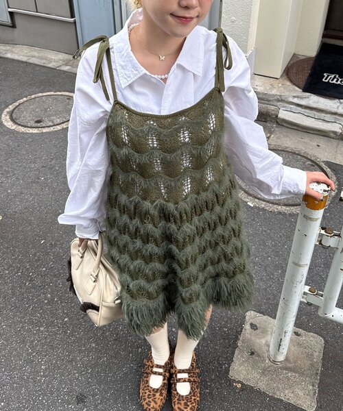 CIAOPANIC（チャオパニック）の「ループヤーンニットチュニックキャミワンピ（チュニック・レディース・ブラウン/ブラック/カーキ/アイボリー・ONE SIZE）」の21枚目の写真