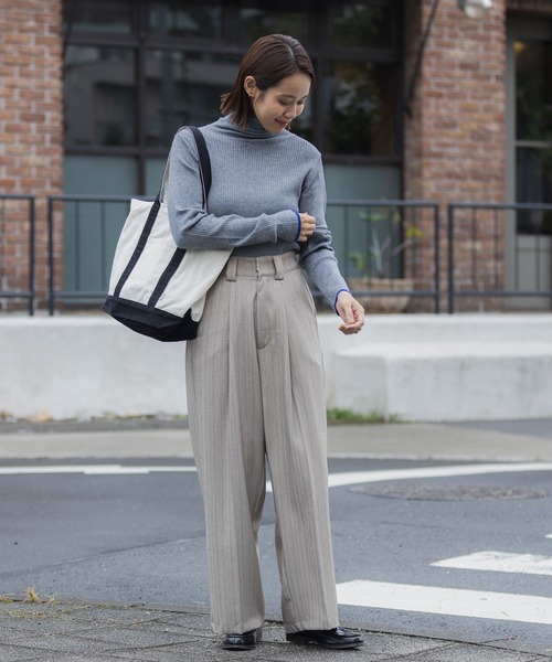 ✴︎    専用品です　✴︎両引きアイデア露切り セール】〈吸湿発熱〉ライン配色 ウォッシャブル タートルリブニット