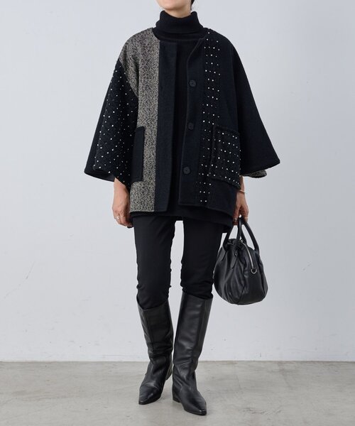 BEARDSLEY（ビアズリー）の「パッチワークポンチョコート（その他アウター・レディース・ブラック・FREE）」の12枚目の写真