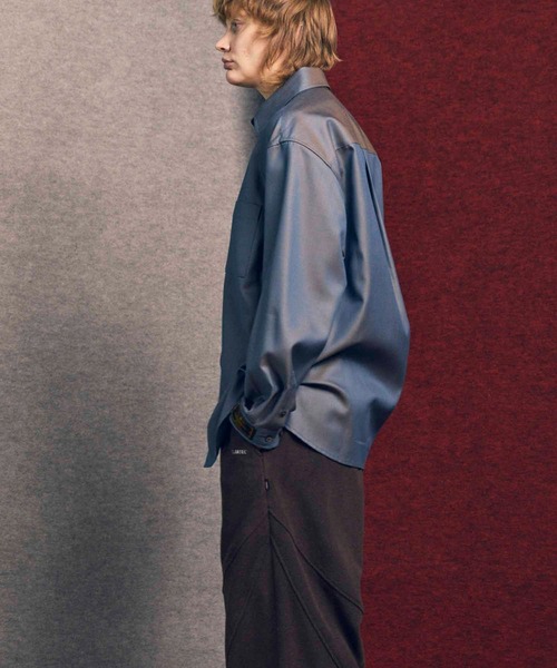 MAISON SPECIAL（メゾンスペシャル）の「《UNISEX》4 Colors Chambray Washable Wool Prime-Over Regular Collar Shirt/4色シャンブレーウールプライムオーバーレギュラーカラーシャツ【MAISON SPECIAL/メゾンスペシャル】（シャツ/ブラウス・メンズ・グレー/ホワイト/ダークブルー/チャコールグレー/ブラック・2/1/0）」の17枚目の写真