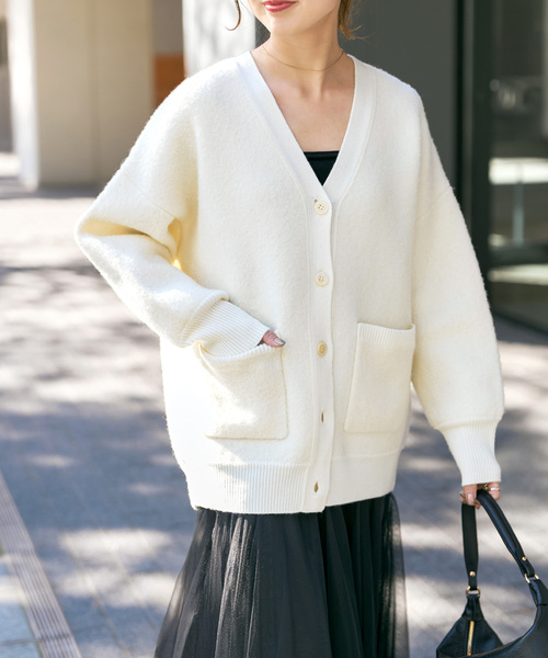 追加》ブークレダブルフェイスカーディガン（カーディガン/ボレロ