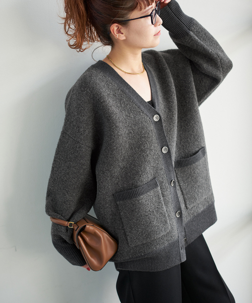 追加》ブークレダブルフェイスカーディガン（カーディガン/ボレロ