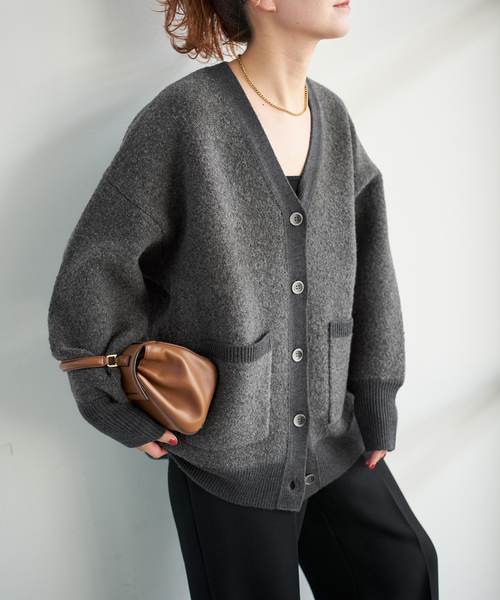 タイムセール中♪ 新品 スピックアンドスパン ブークレダブルフェイスカーディガン Spick & Span｜《追加》ブークレダブルフェイスカーディガン