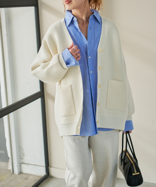 Spick & Span(スピックアンドスパン)の「《追加》ブークレダブルフェイスカーディガン(カーディガン/ボレロ・レディース・ホワイト/チャコールグレー・FREE)」の19枚目の写真