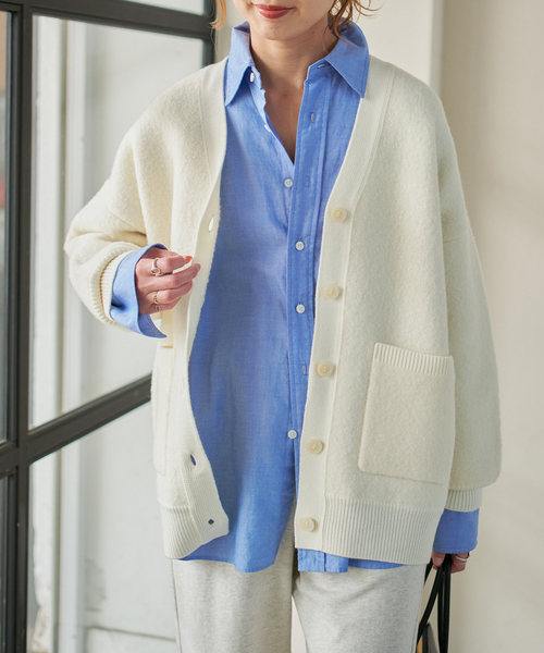 Spick & Span(スピックアンドスパン)の「《追加》ブークレダブルフェイスカーディガン(カーディガン/ボレロ・レディース・ホワイト/チャコールグレー・FREE)」の20枚目の写真