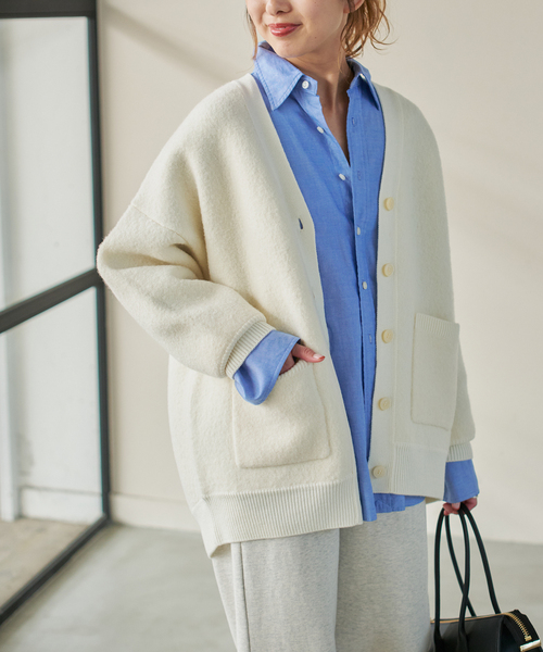 Spick & Span(スピックアンドスパン)の「《追加》ブークレダブルフェイスカーディガン(カーディガン/ボレロ・レディース・ホワイト/チャコールグレー・FREE)」の22枚目の写真