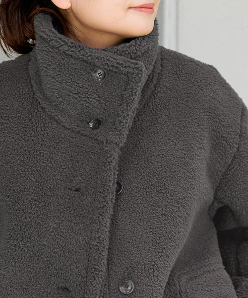 JOURNAL STANDARD（ジャーナルスタンダード）の「《追加》エコファーショートブルゾン（ブルゾン・レディース・ブラウン/チャコールグレー・FREE）」の9枚目の写真