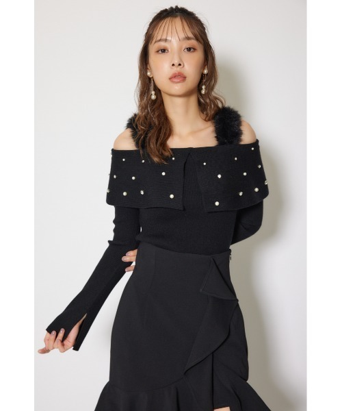 rienda（リエンダ）の「ショルダーフェイクファービジューニットトップス 秋服 冬服（ニット/セーター・レディース・ホワイト/ピンク/ブラック・FREE）」の10枚目の写真