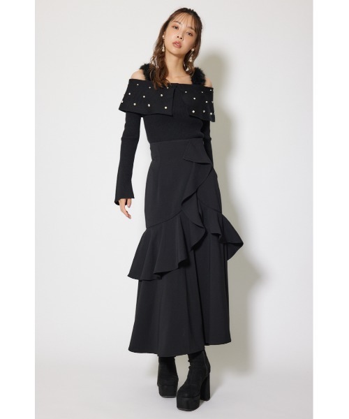 rienda（リエンダ）の「ショルダーフェイクファービジューニットトップス 秋服 冬服（ニット/セーター・レディース・ホワイト/ピンク/ブラック・FREE）」の13枚目の写真