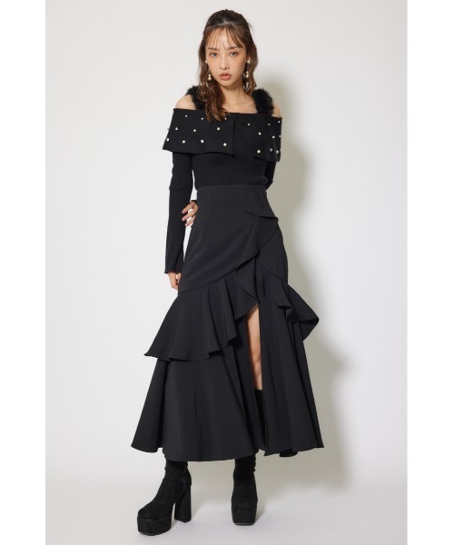 rienda（リエンダ）の「ショルダーフェイクファービジューニットトップス 秋服 冬服（ニット/セーター・レディース・ホワイト/ピンク/ブラック・FREE）」の14枚目の写真