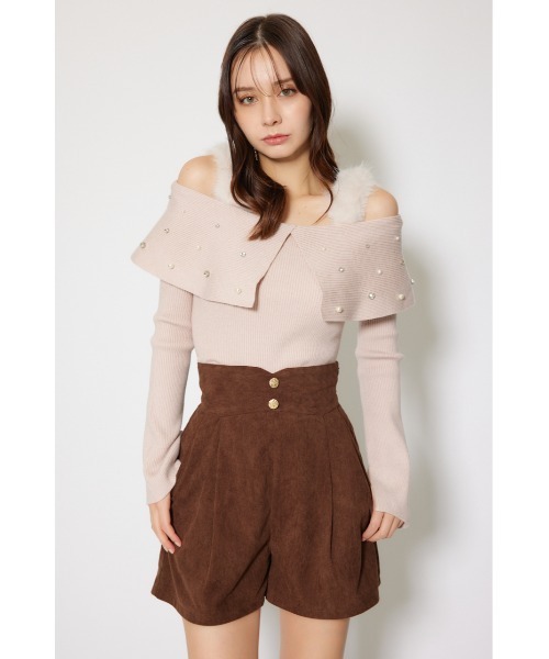 rienda（リエンダ）の「ショルダーフェイクファービジューニットトップス 秋服 冬服（ニット/セーター・レディース・ホワイト/ピンク/ブラック・FREE）」の18枚目の写真