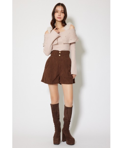 rienda（リエンダ）の「ショルダーフェイクファービジューニットトップス 秋服 冬服（ニット/セーター・レディース・ホワイト/ピンク/ブラック・FREE）」の20枚目の写真