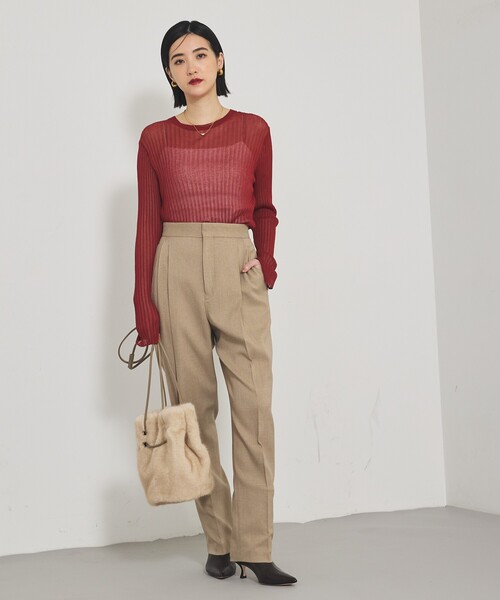 qualite（カリテ）の「【スヌード取り外し可能】ワイドリブシアースヌードニット/2WAY/秋服/冬服（ニット/セーター・レディース・ダークオレンジ/ブルー/チャコールグレー・フリー）」の6枚目の写真