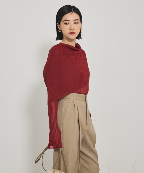 qualite（カリテ）の「【スヌード取り外し可能】ワイドリブシアースヌードニット/2WAY/秋服/冬服（ニット/セーター・レディース・ダークオレンジ/ブルー/チャコールグレー・フリー）」の9枚目の写真