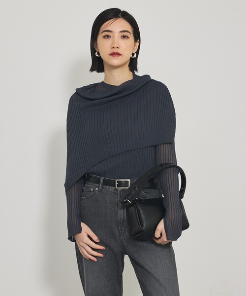 qualite（カリテ）の「【スヌード取り外し可能】ワイドリブシアースヌードニット/2WAY/秋服/冬服（ニット/セーター・レディース・ダークオレンジ/ブルー/チャコールグレー・フリー）」の10枚目の写真