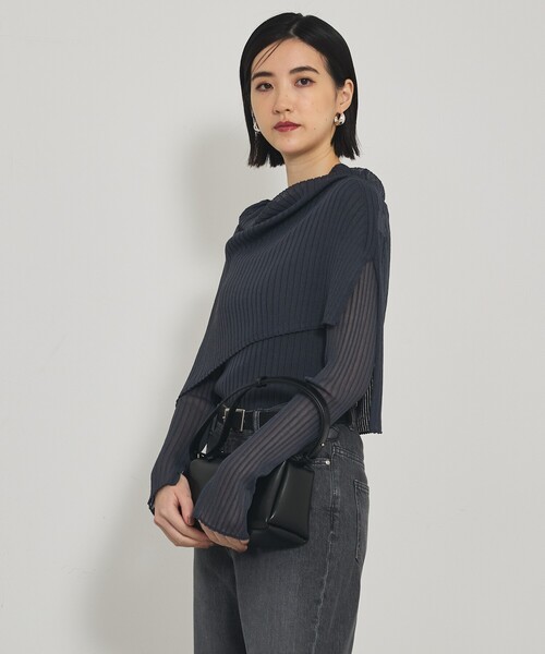 qualite（カリテ）の「【スヌード取り外し可能】ワイドリブシアースヌードニット/2WAY/秋服/冬服（ニット/セーター・レディース・ダークオレンジ/ブルー/チャコールグレー・フリー）」の11枚目の写真