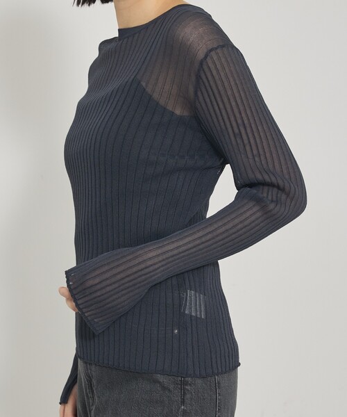 qualite（カリテ）の「【スヌード取り外し可能】ワイドリブシアースヌードニット/2WAY/秋服/冬服（ニット/セーター・レディース・ダークオレンジ/ブルー/チャコールグレー・フリー）」の18枚目の写真