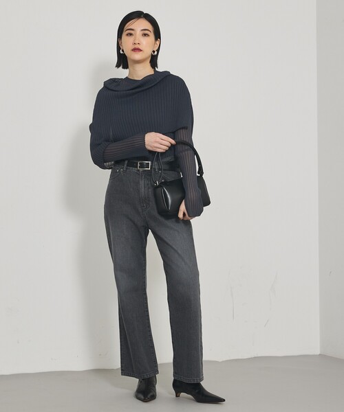 qualite（カリテ）の「【スヌード取り外し可能】ワイドリブシアースヌードニット/2WAY/秋服/冬服（ニット/セーター・レディース・ダークオレンジ/ブルー/チャコールグレー・フリー）」の20枚目の写真