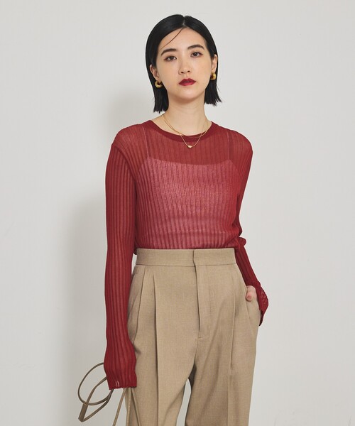 qualite（カリテ）の「【スヌード取り外し可能】ワイドリブシアースヌードニット/2WAY/秋服/冬服（ニット/セーター・レディース・ダークオレンジ/ブルー/チャコールグレー・フリー）」の21枚目の写真