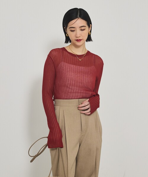 qualite（カリテ）の「【スヌード取り外し可能】ワイドリブシアースヌードニット/2WAY/秋服/冬服（ニット/セーター・レディース・ダークオレンジ/ブルー/チャコールグレー・フリー）」の22枚目の写真