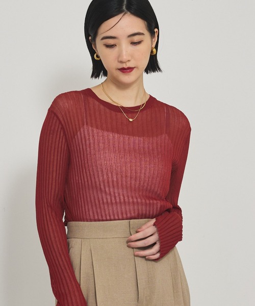 qualite（カリテ）の「【スヌード取り外し可能】ワイドリブシアースヌードニット/2WAY/秋服/冬服（ニット/セーター・レディース・ダークオレンジ/ブルー/チャコールグレー・フリー）」の3枚目の写真