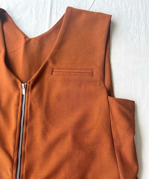 Q（キュー）の「セルフカットオールインワン（サロペット/オーバーオール・レディース・ブラック/キャメル・MEDIUM）」の8枚目の写真