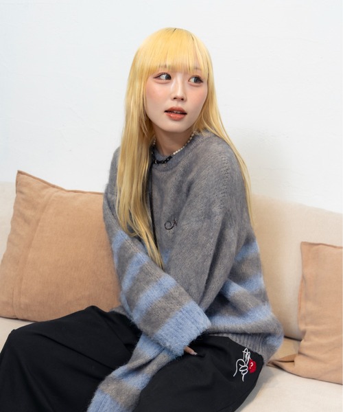 HALF-STRIPE KNIT / ハーフストライプニット（ニット/セーター