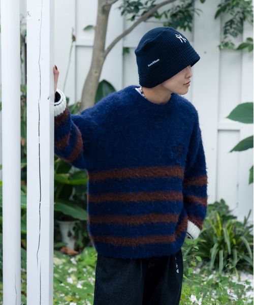kaoyorinakami(カオヨリナカミ)の「HALF-STRIPE KNIT / ハーフストライプニット(ニット/セーター・メンズ・ネイビー/グレー・X-LARGE/LARGE/MEDIUM/SMALL)」の7枚目の写真
