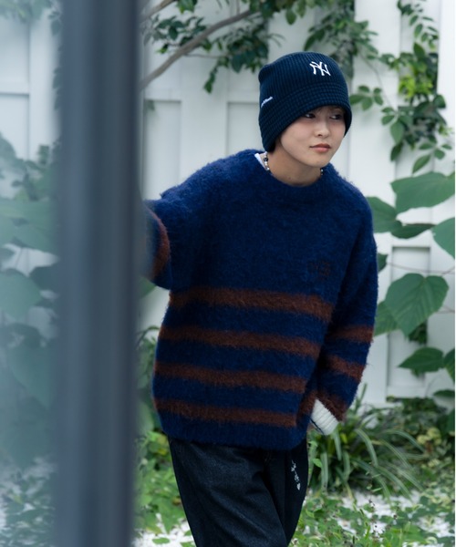 kaoyorinakami(カオヨリナカミ)の「HALF-STRIPE KNIT / ハーフストライプニット(ニット/セーター・メンズ・ネイビー/グレー・X-LARGE/LARGE/MEDIUM/SMALL)」の9枚目の写真