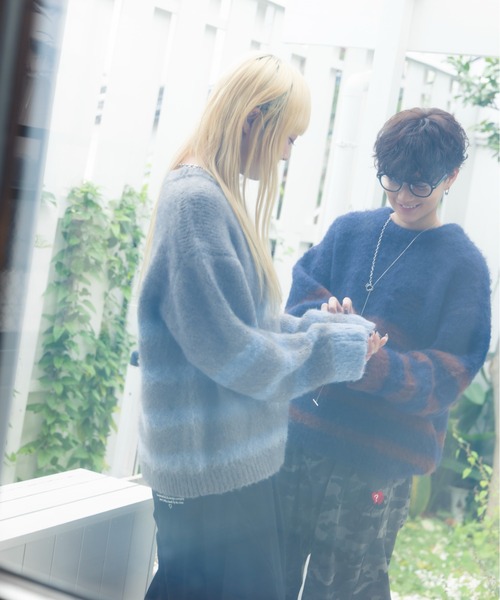 kaoyorinakami(カオヨリナカミ)の「HALF-STRIPE KNIT / ハーフストライプニット(ニット/セーター・メンズ・ネイビー/グレー・X-LARGE/LARGE/MEDIUM/SMALL)」の17枚目の写真