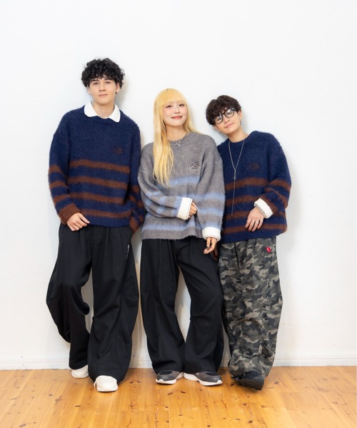 kaoyorinakami(カオヨリナカミ)の「HALF-STRIPE KNIT / ハーフストライプニット(ニット/セーター・メンズ・ネイビー/グレー・X-LARGE/LARGE/MEDIUM/SMALL)」の12枚目の写真