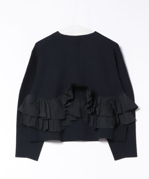 Marilyn Moon（マリリンムーン）の「spiral taffeta raffle knit jacket（その他アウター・レディース・ブラック/ネイビー・FREE）」の4枚目の写真