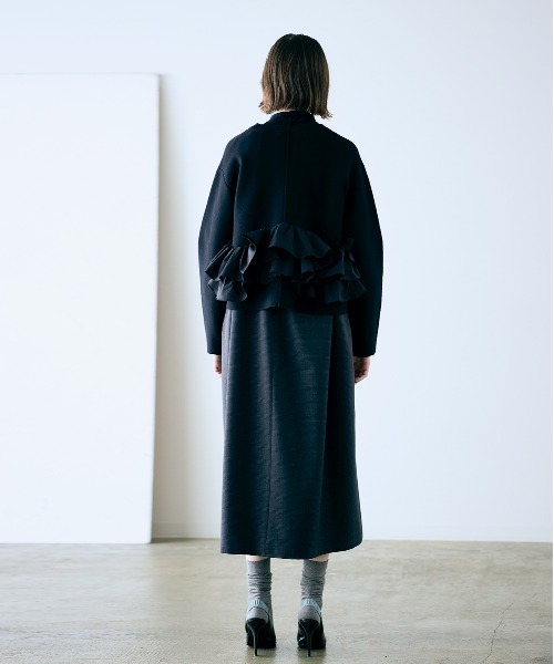 Marilyn Moon（マリリンムーン）の「spiral taffeta raffle knit jacket（その他アウター・レディース・ブラック/ネイビー・FREE）」の14枚目の写真