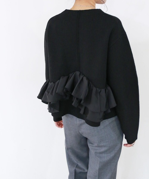 Marilyn Moon（マリリンムーン）の「spiral taffeta raffle knit jacket（その他アウター・レディース・ブラック/ネイビー・FREE）」の12枚目の写真