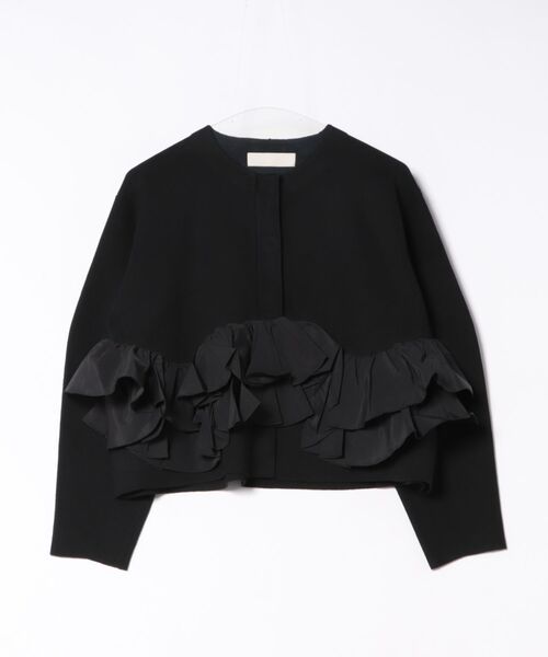 Marilyn Moon（マリリンムーン）の「spiral taffeta raffle knit jacket（その他アウター・レディース・ブラック/ネイビー・FREE）」の5枚目の写真