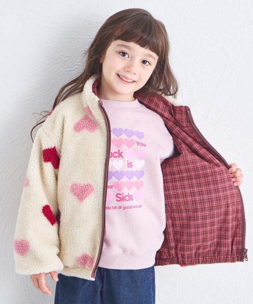 pairmanon（ペアマノン）の「【エアサーマル】ガールズ  総柄 リバーシブル ボアブルゾン（ブルゾン・キッズ・ピンク系その他/イエロー系その他/ベージュ/ピンク・XS/S/M/L）」の2枚目の写真