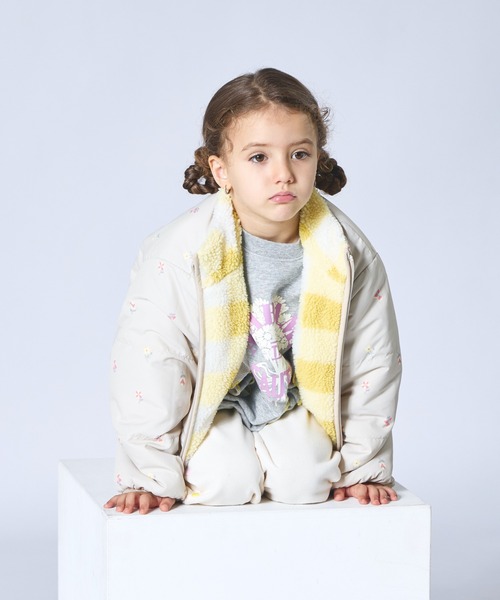 pairmanon（ペアマノン）の「【エアサーマル】ガールズ  総柄 リバーシブル ボアブルゾン（ブルゾン・キッズ・ピンク系その他/イエロー系その他/ベージュ/ピンク・XS/S/M/L）」の7枚目の写真