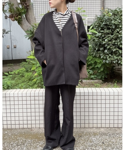 DRAW（ドロー）の「DRAW(ドロー) / フォームショートジャケット（ブルゾン・レディース・ブラック/グレー/ベージュ・MEDIUM/LARGE）」の4枚目の写真