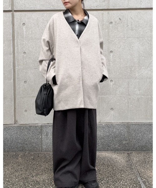 DRAW（ドロー）の「DRAW(ドロー) / フォームショートジャケット（ブルゾン・レディース・ブラック/グレー/ベージュ・MEDIUM/LARGE）」の7枚目の写真