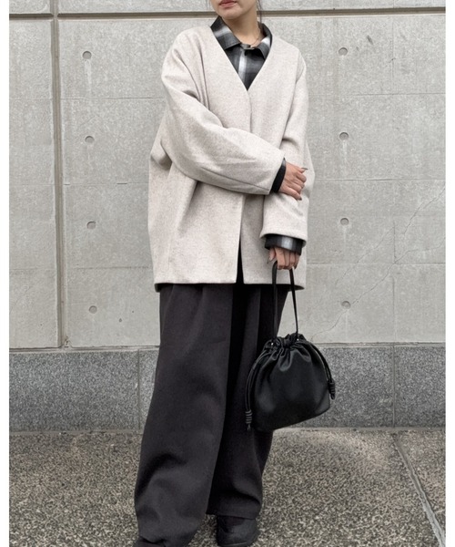 DRAW（ドロー）の「DRAW(ドロー) / フォームショートジャケット（ブルゾン・レディース・ブラック/グレー/ベージュ・MEDIUM/LARGE）」の8枚目の写真