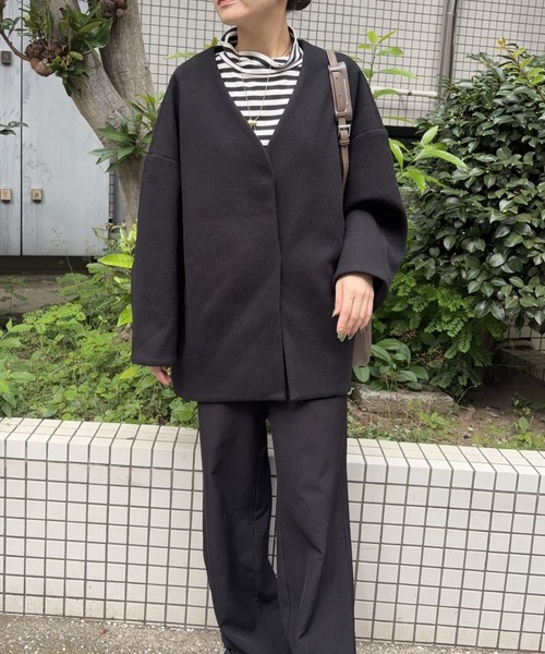 DRAW（ドロー）の「DRAW(ドロー) / フォームショートジャケット（ブルゾン・レディース・ブラック/グレー/ベージュ・MEDIUM/LARGE）」の5枚目の写真