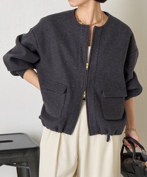 Jena espace merveilleux(ジェナ エスパスメルヴェイユ)の「ウールライクファスナージャケット(ブルゾン・レディース・ベージュ/チャコールグレー/ブラウン・FREE)」の12枚目の写真