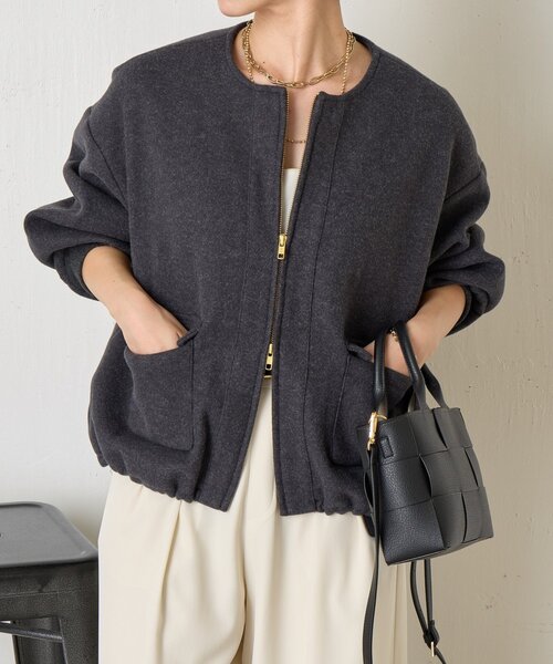 Jena espace merveilleux(ジェナ エスパスメルヴェイユ)の「ウールライクファスナージャケット(ブルゾン・レディース・ベージュ/チャコールグレー/ブラウン・FREE)」の13枚目の写真