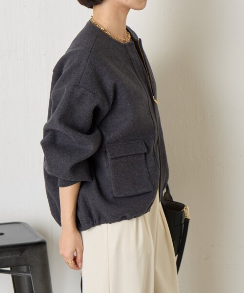 Jena espace merveilleux(ジェナ エスパスメルヴェイユ)の「ウールライクファスナージャケット(ブルゾン・レディース・ベージュ/チャコールグレー/ブラウン・FREE)」の15枚目の写真