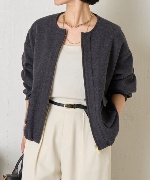 Jena espace merveilleux(ジェナ エスパスメルヴェイユ)の「ウールライクファスナージャケット(ブルゾン・レディース・ベージュ/チャコールグレー/ブラウン・FREE)」の16枚目の写真