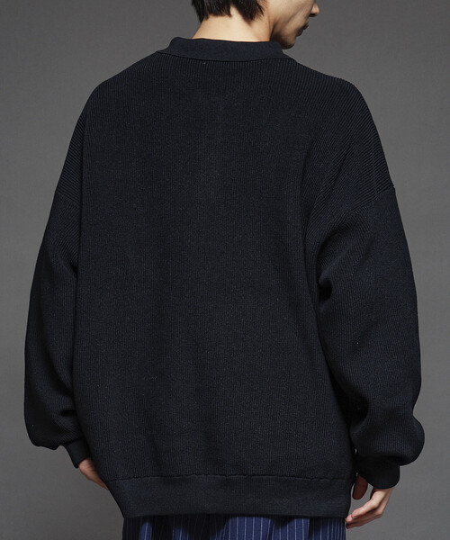 FREAK'S STORE(フリークスストア)の「限定展開 リラックスフィット 片畦編み ポロカラー ニット(ニット/セーター・メンズ・ネイビー/チャコールグレー/ブラウン/ブラック・LARGE/MEDIUM/SMALL)」の9枚目の写真