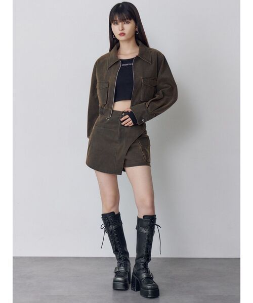 MURUA フェイクレザーショートフライトジャケットセットアップ フェイクレザーショートフライトジャケット【セットアップ着用可