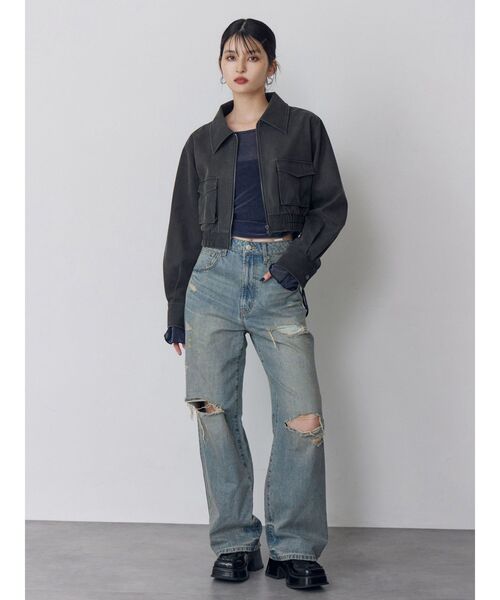 MURUA フェイクレザーショートフライトジャケットセットアップ セール】【セットアップ対応】フェイクレザーショートフライト