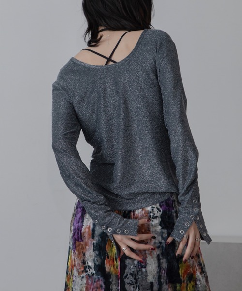 VACANCY(ヴァカンシー)の「Uネック袖スナップラメトップス(Tシャツ/カットソー・レディース・ブラウン/ブラック/ブルー・FREE)」の12枚目の写真